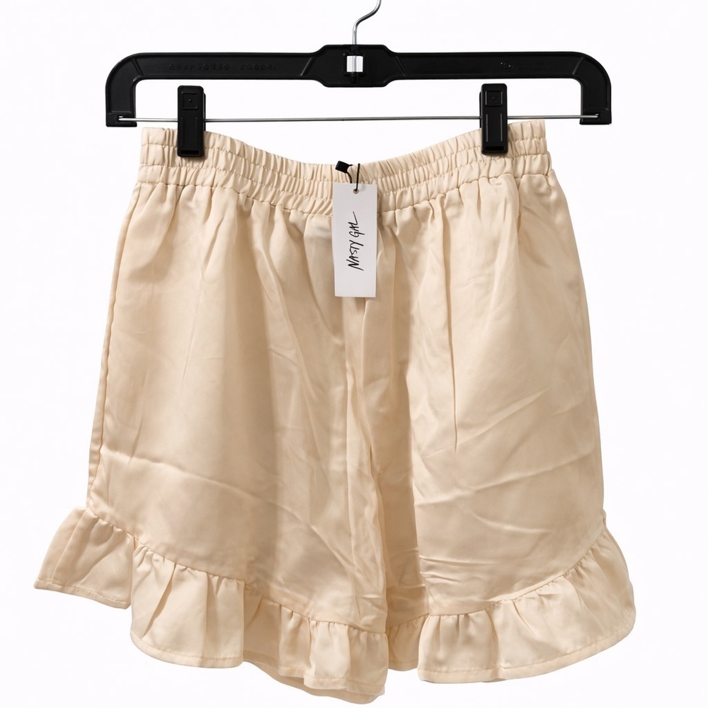 Nasty Gal Satin Ruffle Pajama Set Cream Size US 6 NWT - Picture 4 of 8